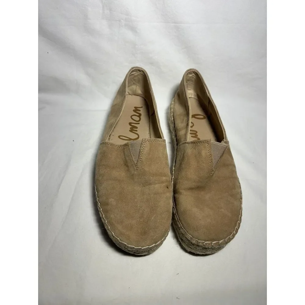 Sam Edelman Charlene Nude Suede Flat Espadrilles 7.5 EUC S5